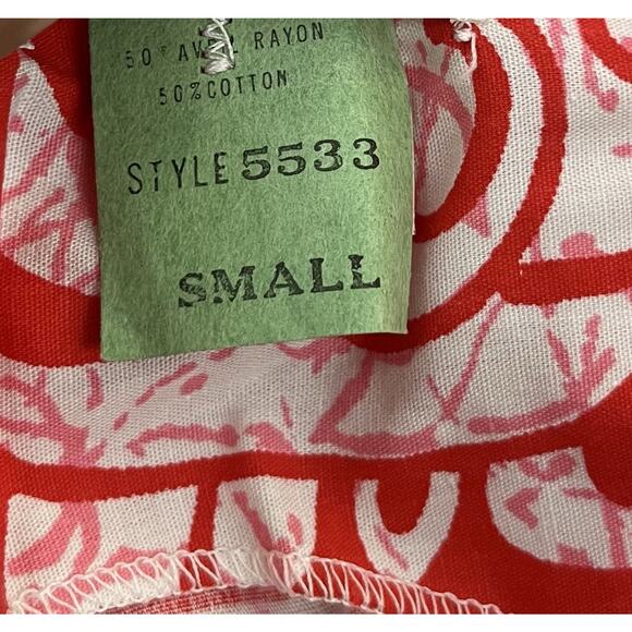 Vintage Evelyn Pearson Dress Frog Button Red White Hawaiian Vacation Size Small - Picture 9 of 9